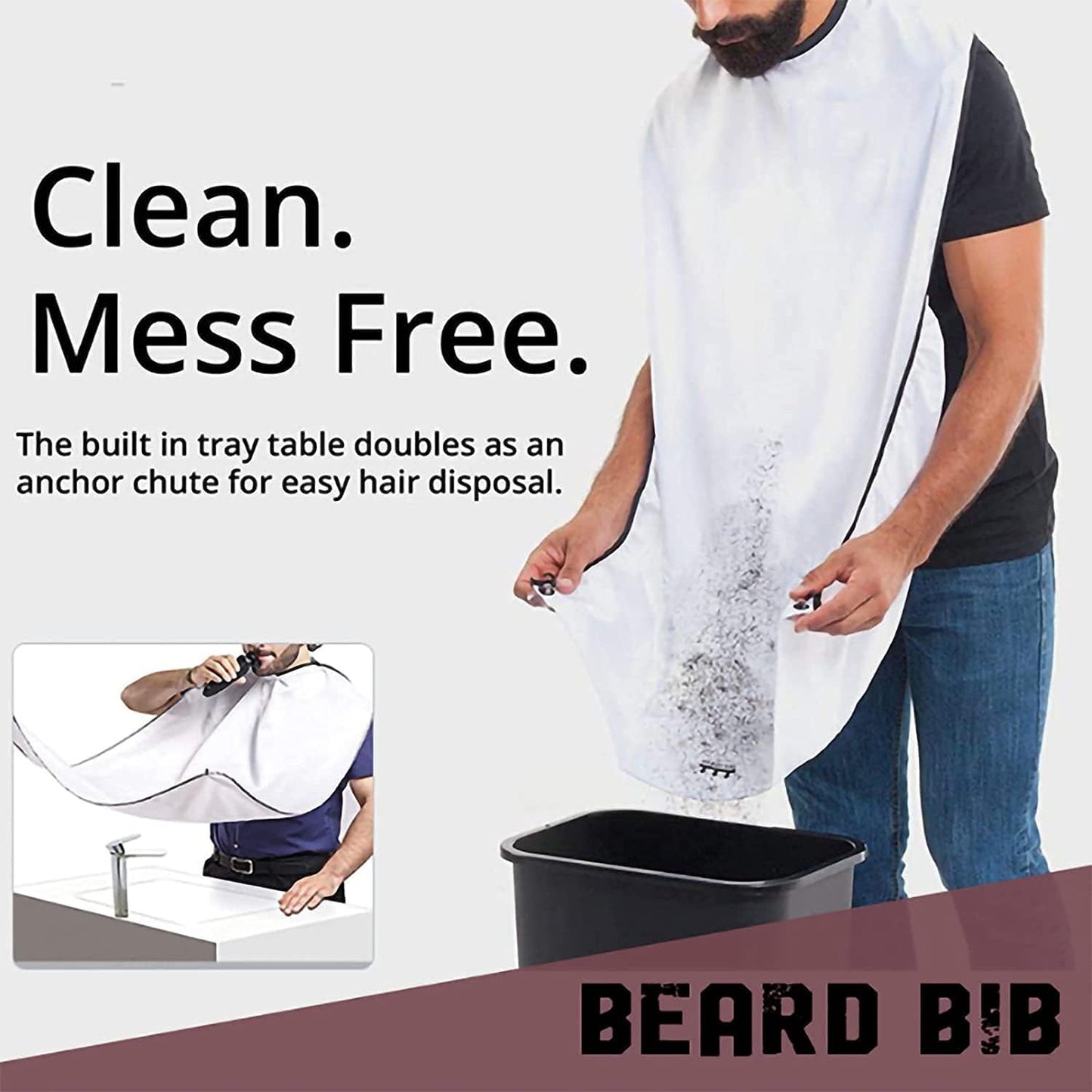 Beard Bib Apron, Shaving Beard Catcher with Suction Cups - Hair Clippings Catcher & Grooming Cape Apron for Men Dad Father Husband, Beard Trimmer Catcher Men'S Birthday Gift