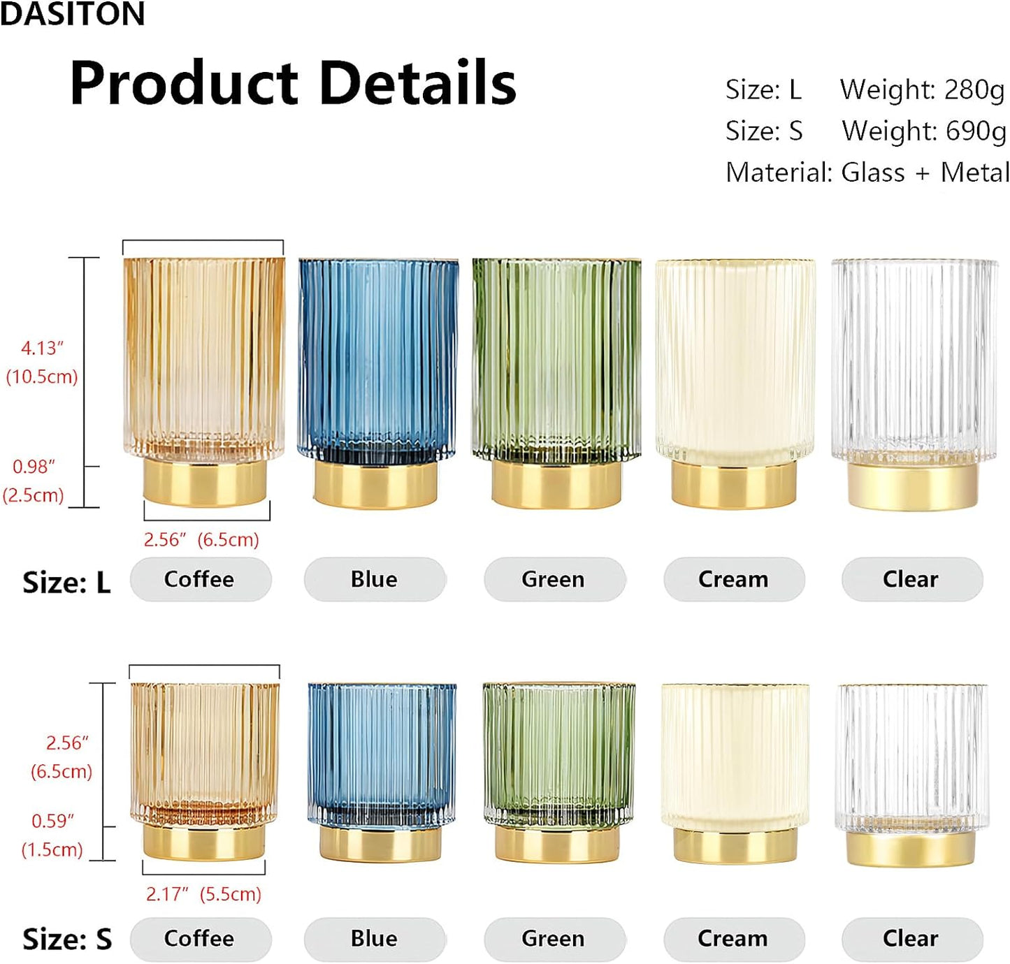 Makeup Brush Holder Organizer,Crystal Cosmetic Makeup Brush Glass Brushes Storage Holder, Vintage Make up Brush Cup Pen Pencil Holder Striped Vase(Green L)