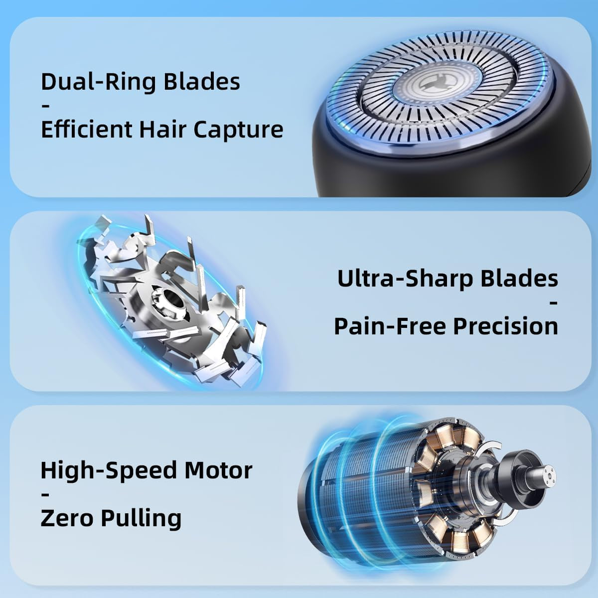 Mini Electric Shaver, Compact Electric Razor for Men Women, USB-C Rechargeable Mini Shaver, Waterproof Portable Shaver, Powerful Men'S Shavers, Cordless for Travel Home Business Trip (Blue)