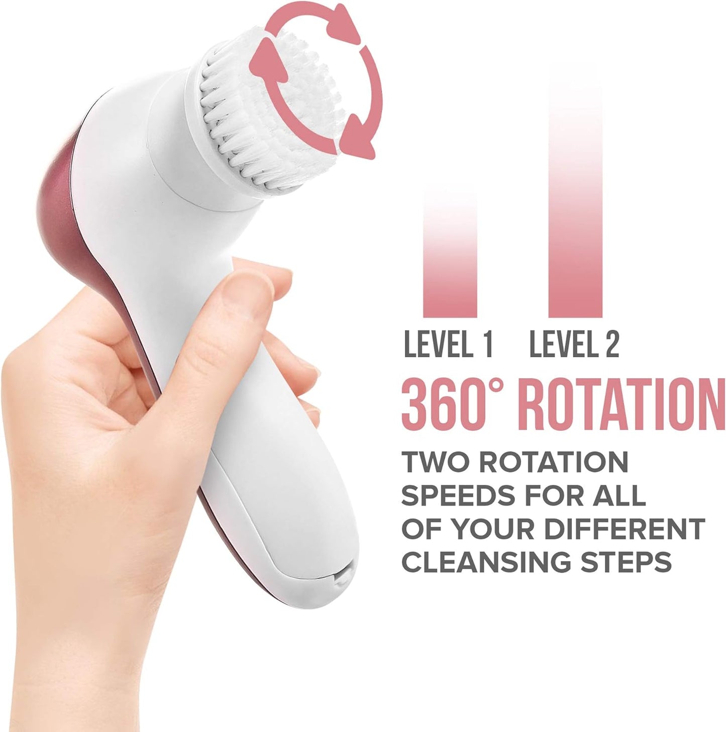 Facial Cleansing Brush - 7 in 1 Electric Exfoliator Spin Face Massager Set - 7 Brush Heads for Exfoliating, Removing Makeup, Excess Oil, Removing Blackheads, Massaging Skin