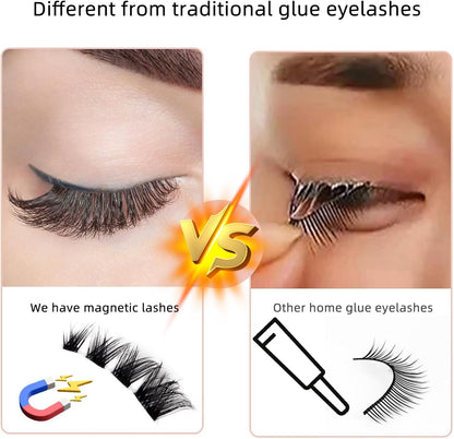 1 Pair Magnetic-Eyelashes Natural Look without Glue Needed Reusable Eye Magnetic Lashes with Applicator Magnetic Eyelashes