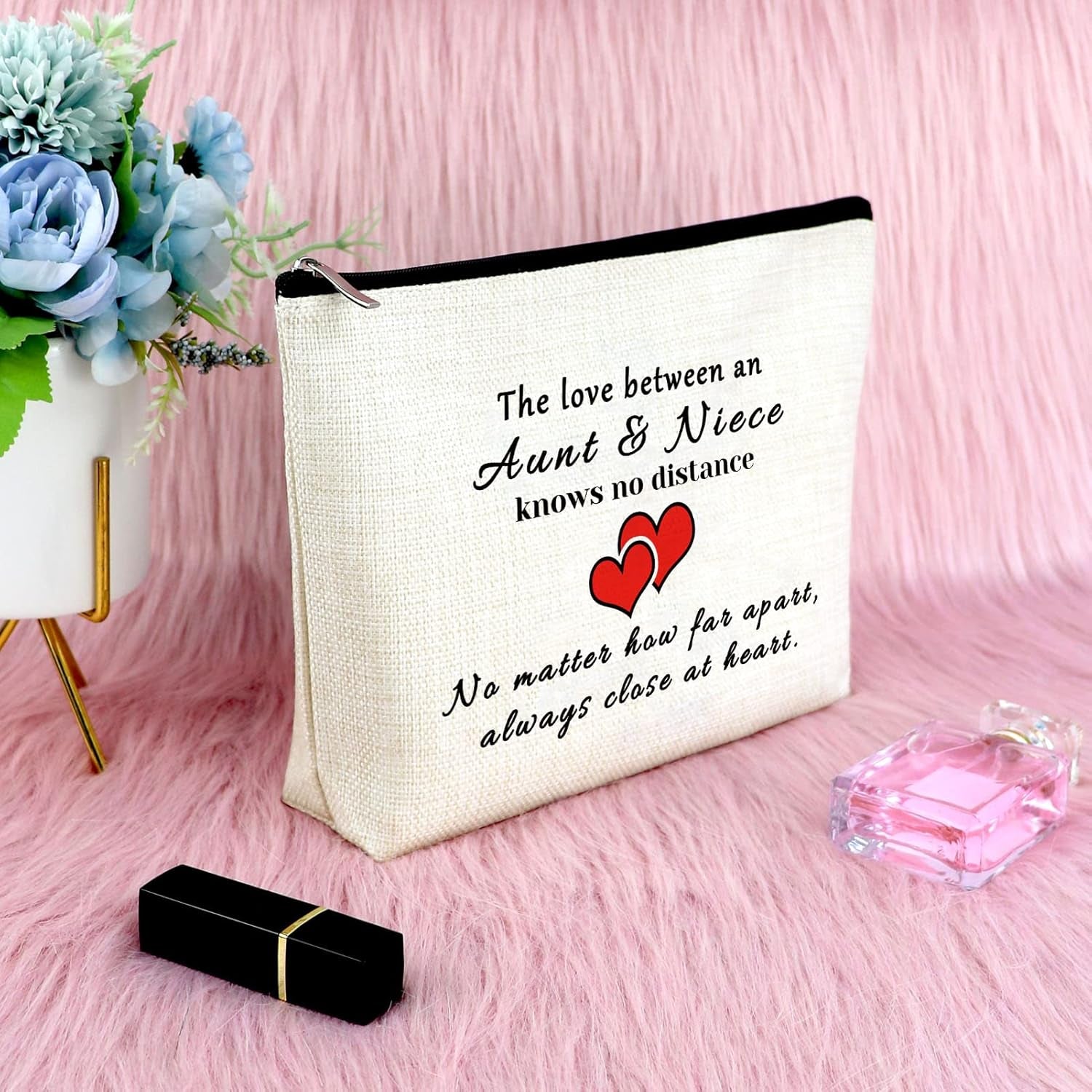Auntie Gift from Niece Cosmetic Bag Auntie Niece Gifts Mother'S Day Present for Aunt Makeup Bag Long Distance Gift Graduation Present for Aunt Birthday Gifts Christmas Cosmetic Pouch