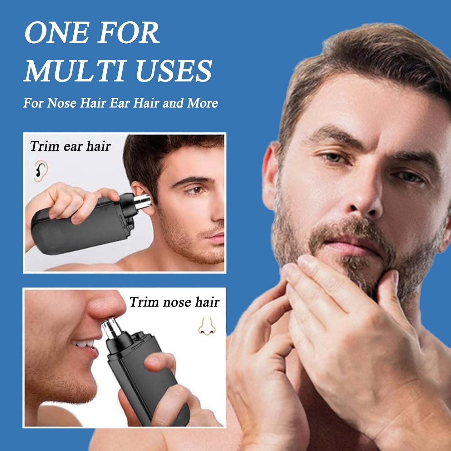 Nose Hair Trimmer Portable Ear and Nose Hair Trimmer for Men Rechargeable Facial Hair Eyebrow Trimmer Waterproof Mini Nose Hair Trimmer for Men Women Painless (Blue)