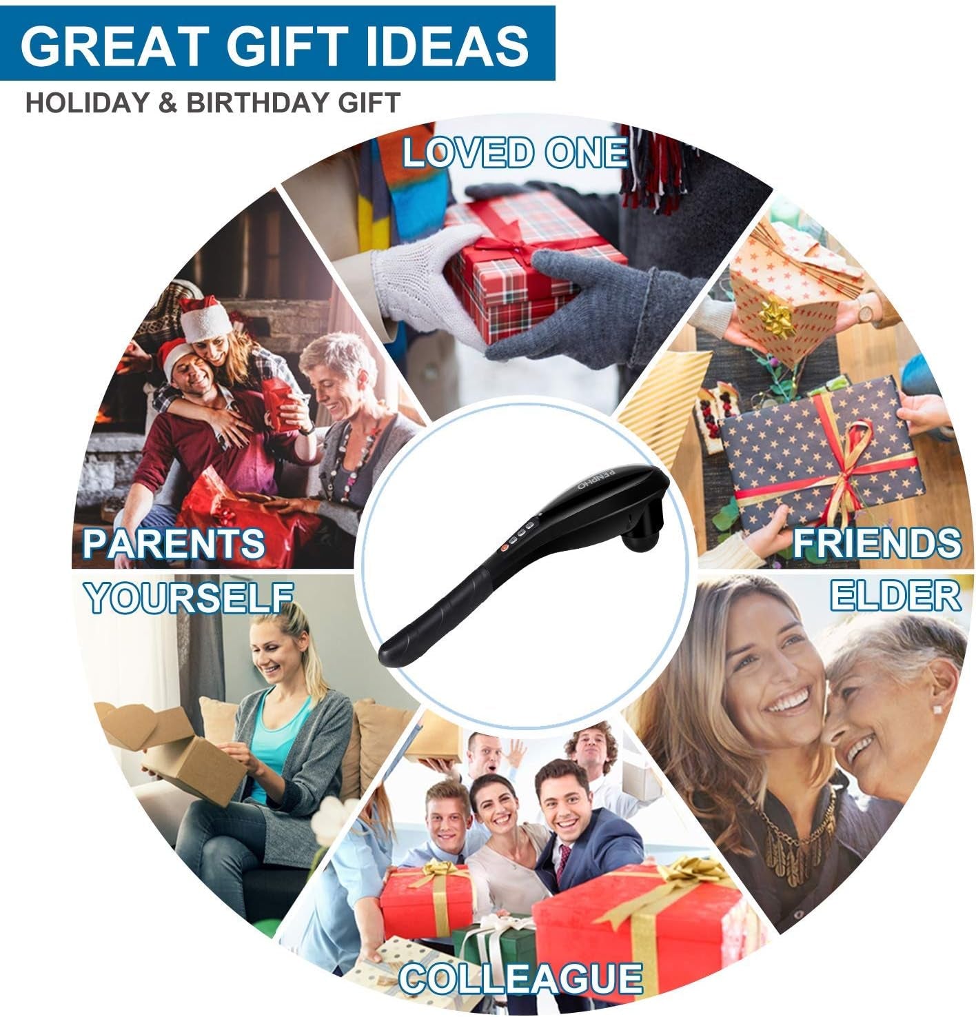 Hand Held Deep Tissue Massager for Muscles, Back, Foot, Neck, Shoulder, Leg, Calf Pain Relief-2600Mah Large Capacity Battery Cordless Electric Percussion Full Body Massage with Portable Design