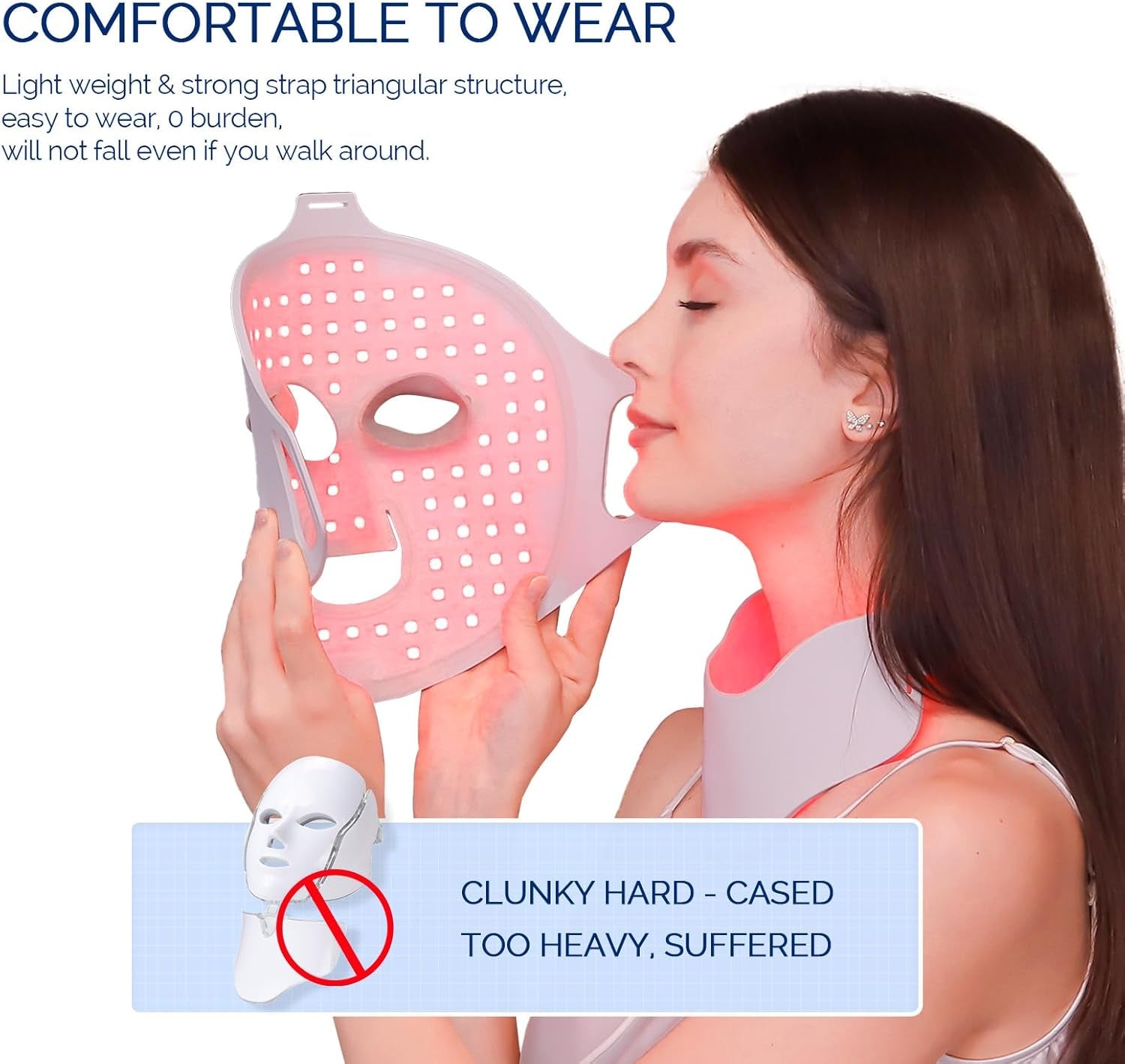 LED Face Light Therapy Mask with Remote Control - Red Light Therapy Device for Facial and Neck Rejuvenation, Soft Silicone for Skin Tightening and Anti-Aging Benefits