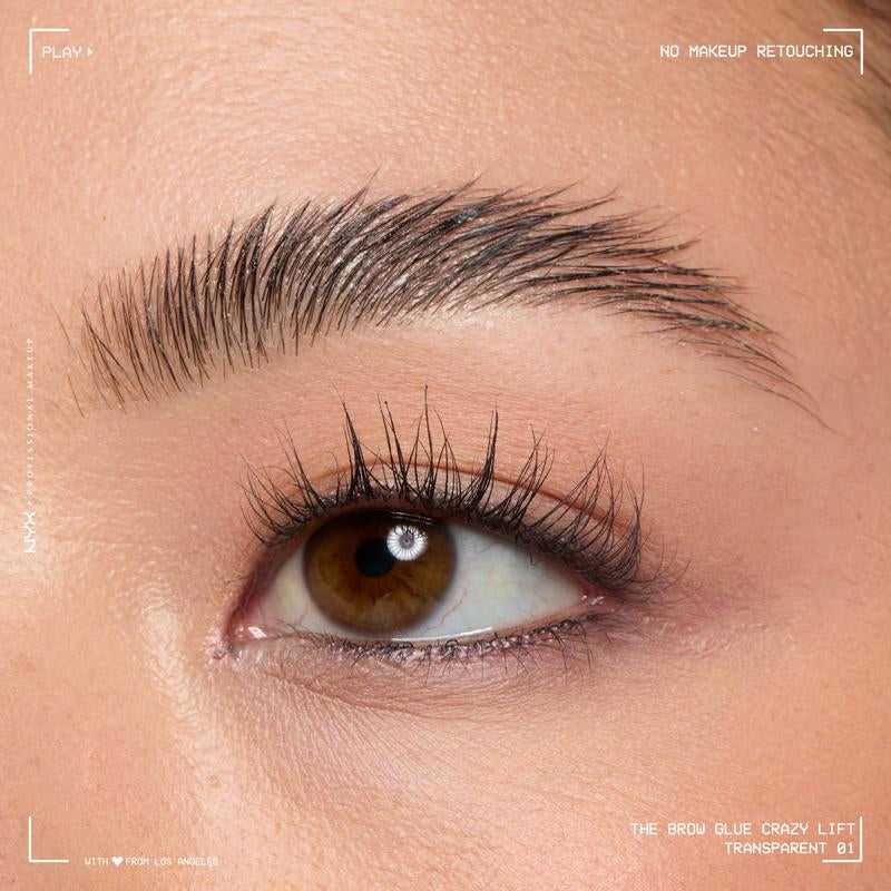 The Brow Glue Crazy Lift, Brow Lamination Gel with 16HR Strong Hold & Built-In Styling Comb, NYX Professional Makeup