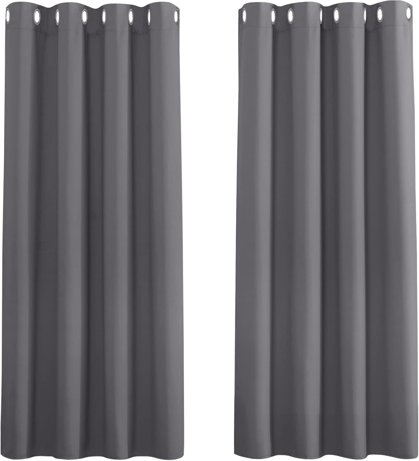 Grey Blackout Curtains 54 Inch Drop for Bedroom Eyelet Thermal Insulated Curtains & Drapes Short Room Darkening Drapes for Window Treatment Living Room/Kitchen, 2 Panels, W52 X L54, Gray