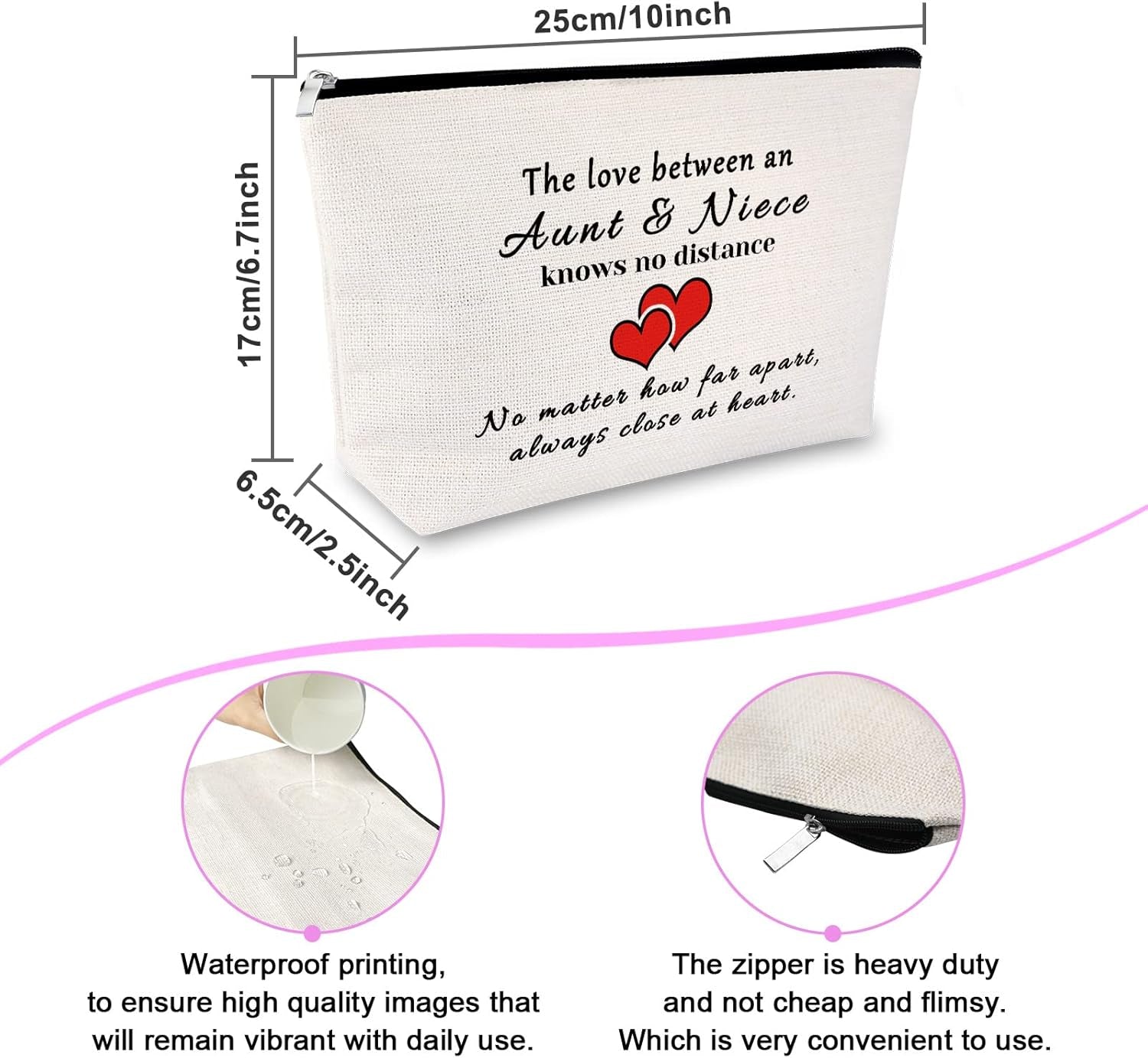 Auntie Gift from Niece Cosmetic Bag Auntie Niece Gifts Mother'S Day Present for Aunt Makeup Bag Long Distance Gift Graduation Present for Aunt Birthday Gifts Christmas Cosmetic Pouch