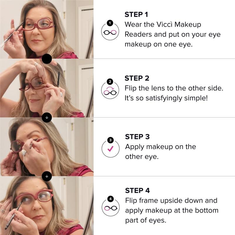 Vicci Eyewear Makeup Glasses for Clear Vision Magnifying Mirror Quality Eyeglasses Crystal Cosmetic Daily