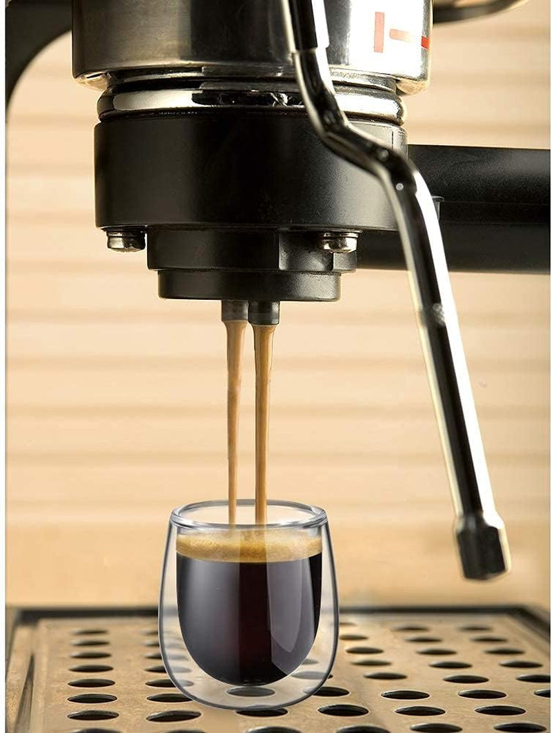 Double Walled Espresso Coffee Glass Cups Glasses Borosilicate Glasses for Tea Dessert 100Ml (4Oz) Set of 2