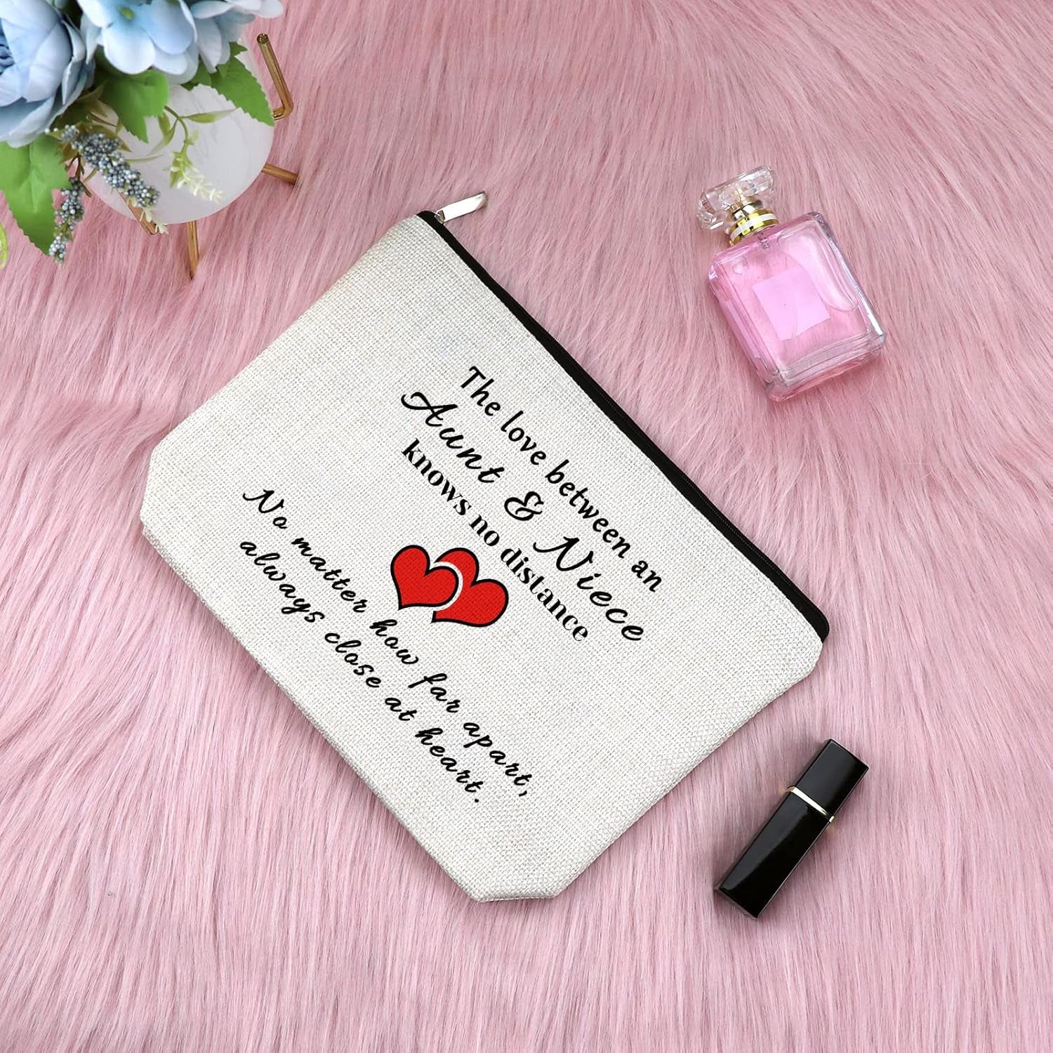 Auntie Gift from Niece Cosmetic Bag Auntie Niece Gifts Mother'S Day Present for Aunt Makeup Bag Long Distance Gift Graduation Present for Aunt Birthday Gifts Christmas Cosmetic Pouch