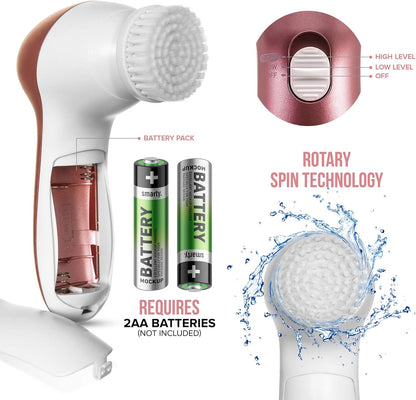 Facial Cleansing Brush - 7 in 1 Electric Exfoliator Spin Face Massager Set - 7 Brush Heads for Exfoliating, Removing Makeup, Excess Oil, Removing Blackheads, Massaging Skin