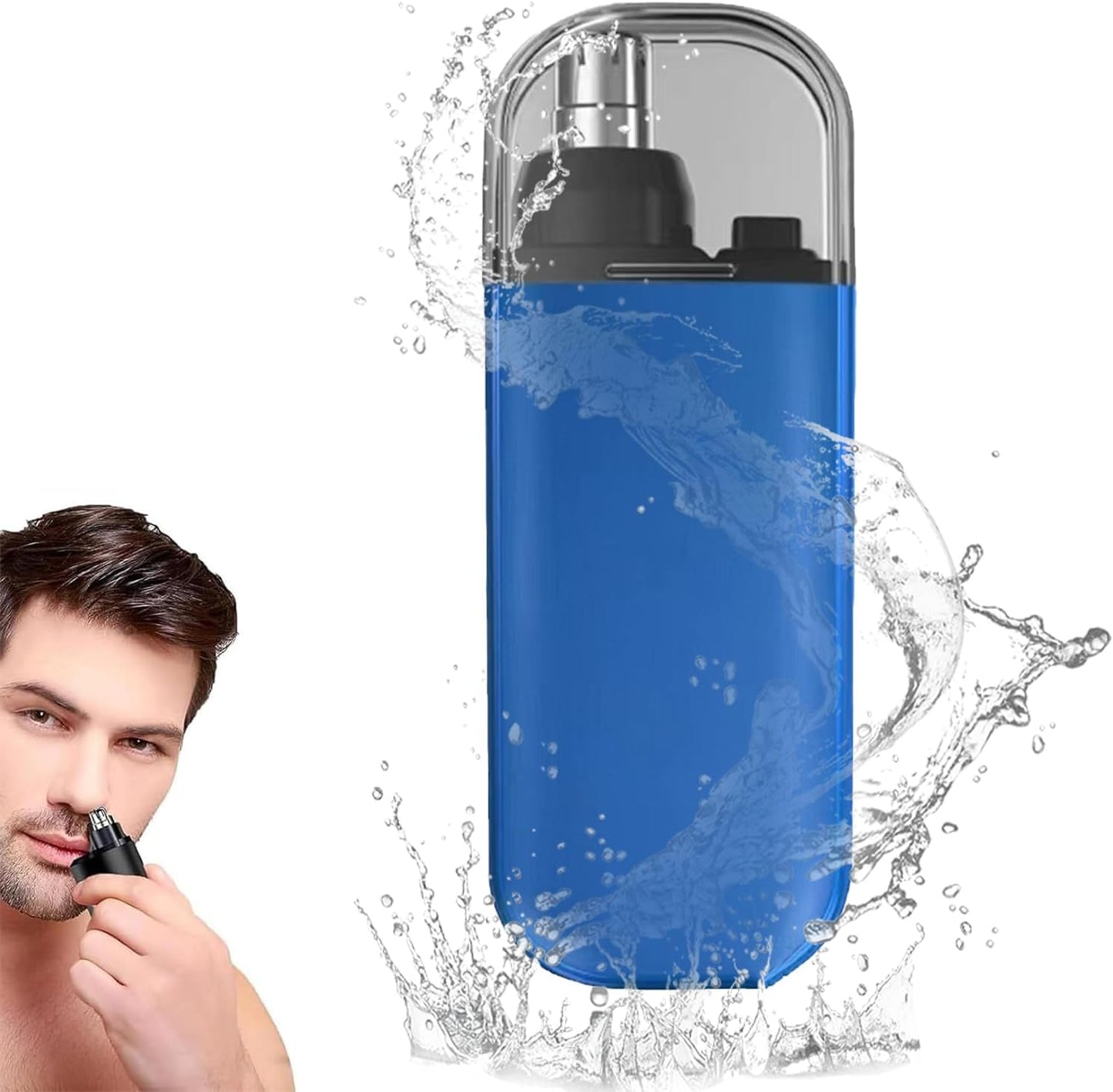 Nose Hair Trimmer Portable Ear and Nose Hair Trimmer for Men Rechargeable Facial Hair Eyebrow Trimmer Waterproof Mini Nose Hair Trimmer for Men Women Painless (Blue)