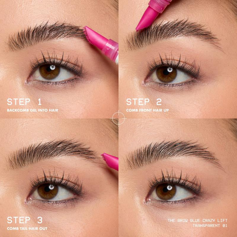 The Brow Glue Crazy Lift, Brow Lamination Gel with 16HR Strong Hold & Built-In Styling Comb, NYX Professional Makeup