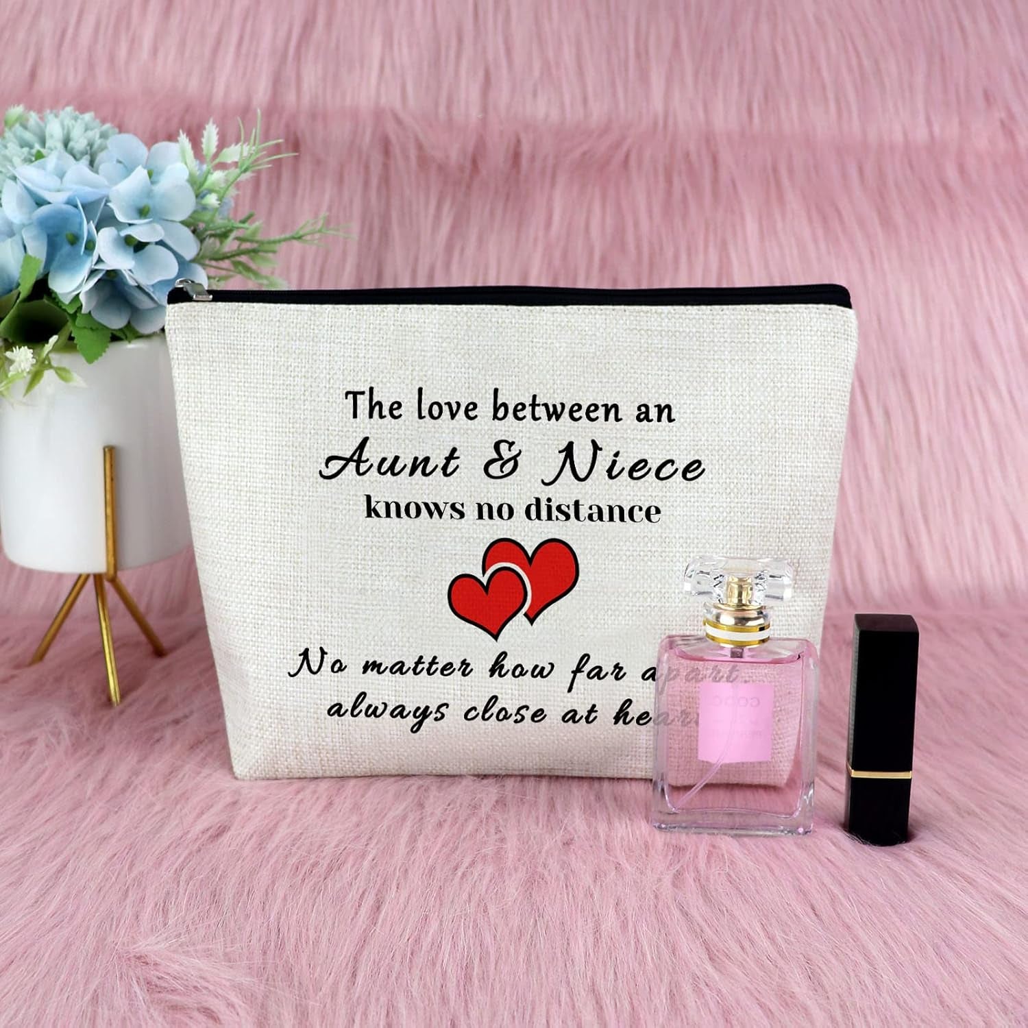 Auntie Gift from Niece Cosmetic Bag Auntie Niece Gifts Mother'S Day Present for Aunt Makeup Bag Long Distance Gift Graduation Present for Aunt Birthday Gifts Christmas Cosmetic Pouch