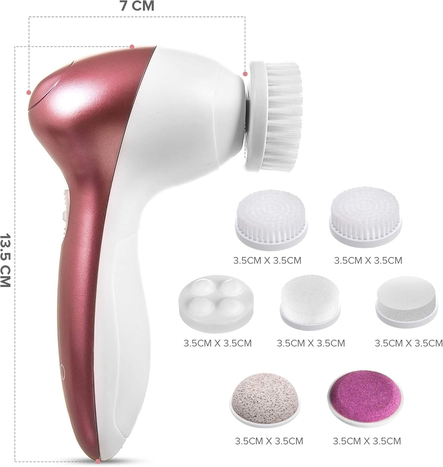 Facial Cleansing Brush - 7 in 1 Electric Exfoliator Spin Face Massager Set - 7 Brush Heads for Exfoliating, Removing Makeup, Excess Oil, Removing Blackheads, Massaging Skin