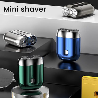 Electric Razor for Men, Mini Portable Electric Shaver, Rechargeable Waterproof Compact Electric Shaver, Double Head Razor, Head Shavers for Men, Pocket Shaver USB Mini Shavers for Home Travel (Blue)