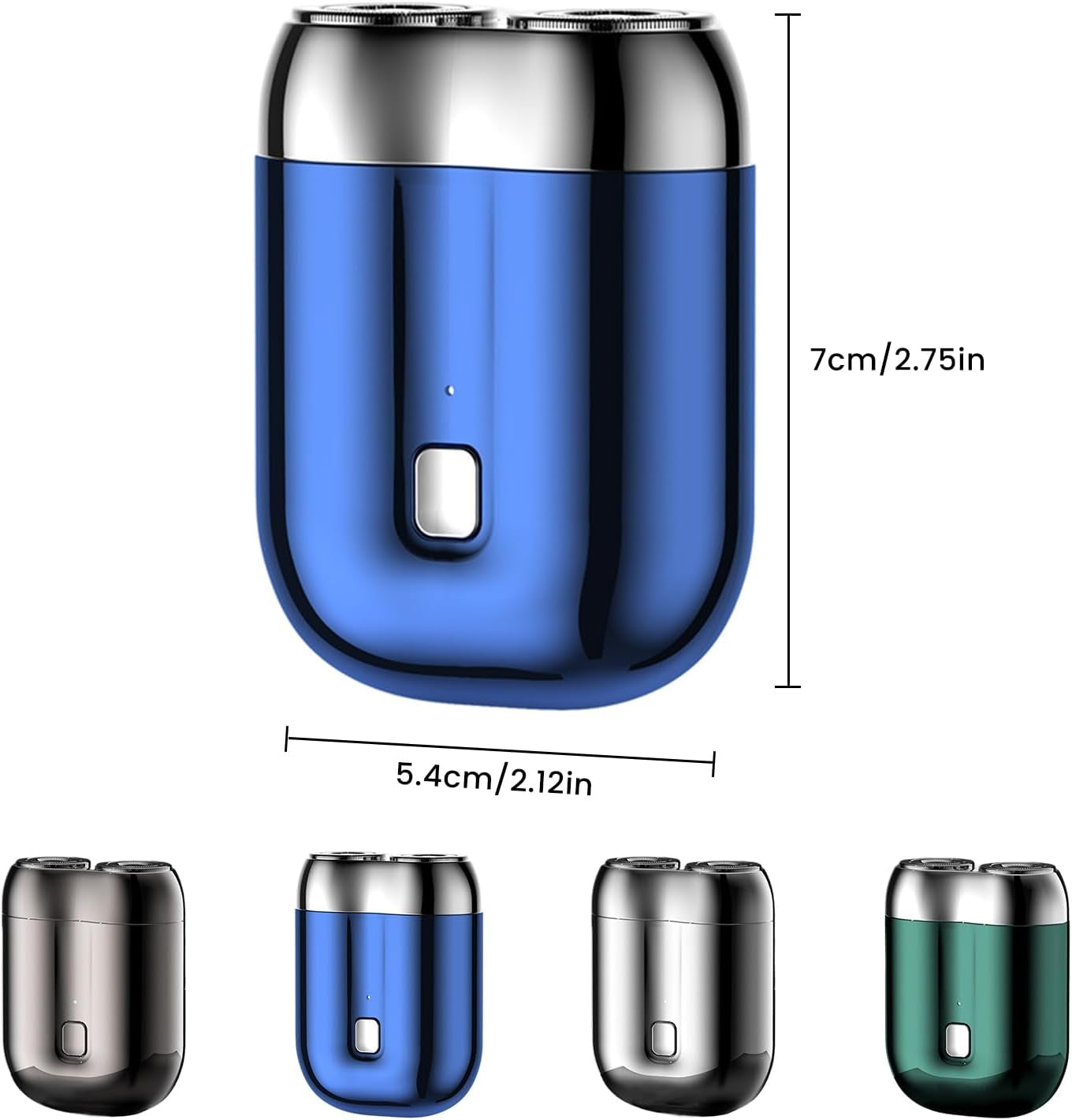 Electric Razor for Men, Mini Portable Electric Shaver, Rechargeable Waterproof Compact Electric Shaver, Double Head Razor, Head Shavers for Men, Pocket Shaver USB Mini Shavers for Home Travel (Blue)