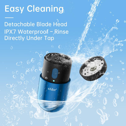 Mini Electric Shaver, Compact Electric Razor for Men Women, USB-C Rechargeable Mini Shaver, Waterproof Portable Shaver, Powerful Men'S Shavers, Cordless for Travel Home Business Trip (Blue)