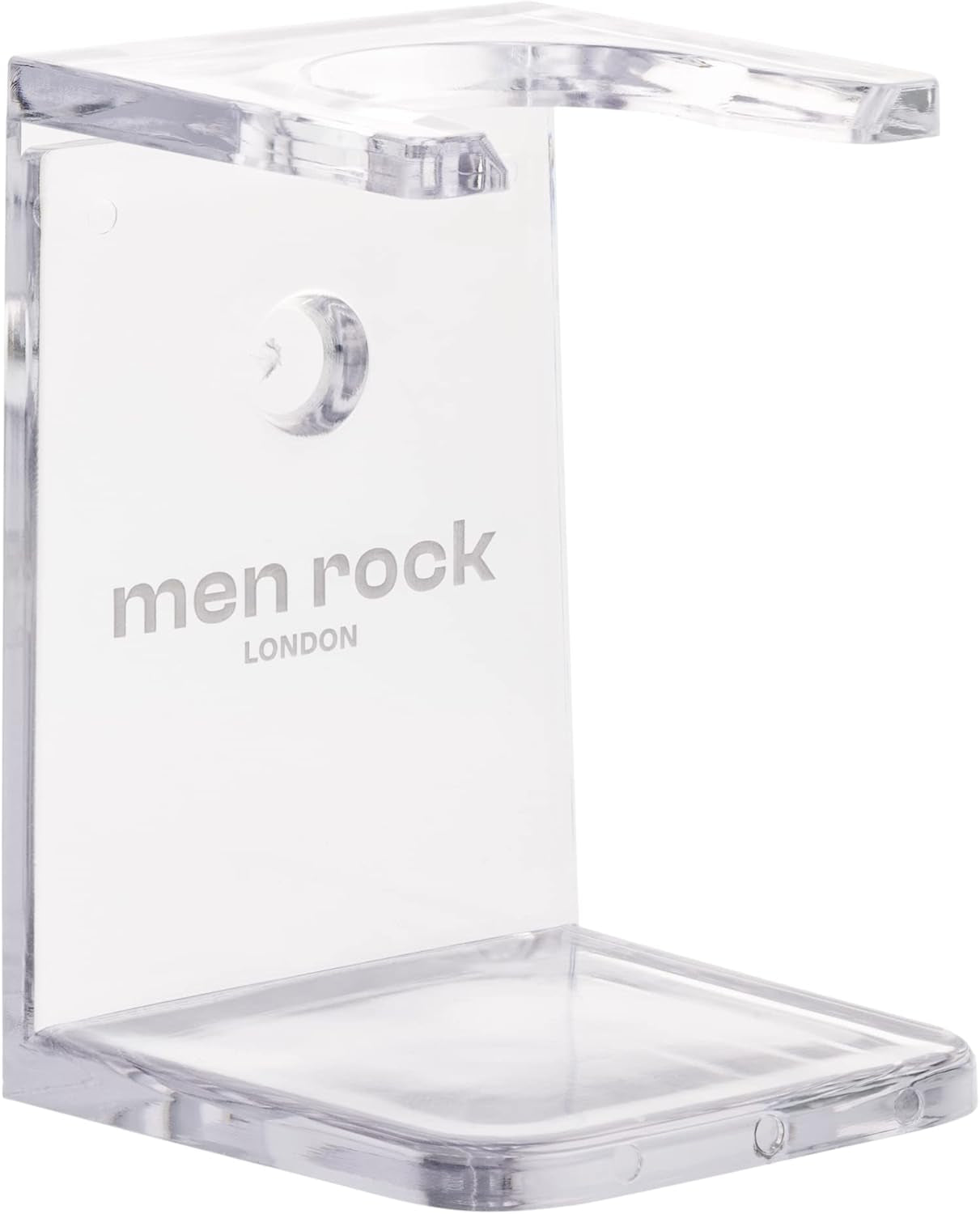 Clear Drip Stand, Hygenic and Practical Stand to Hold Shaving Brush Whilst Drying and Avoid Damage, Adhesive Element to Stick to Bathroom Tiles or Cabinet, Compact Design