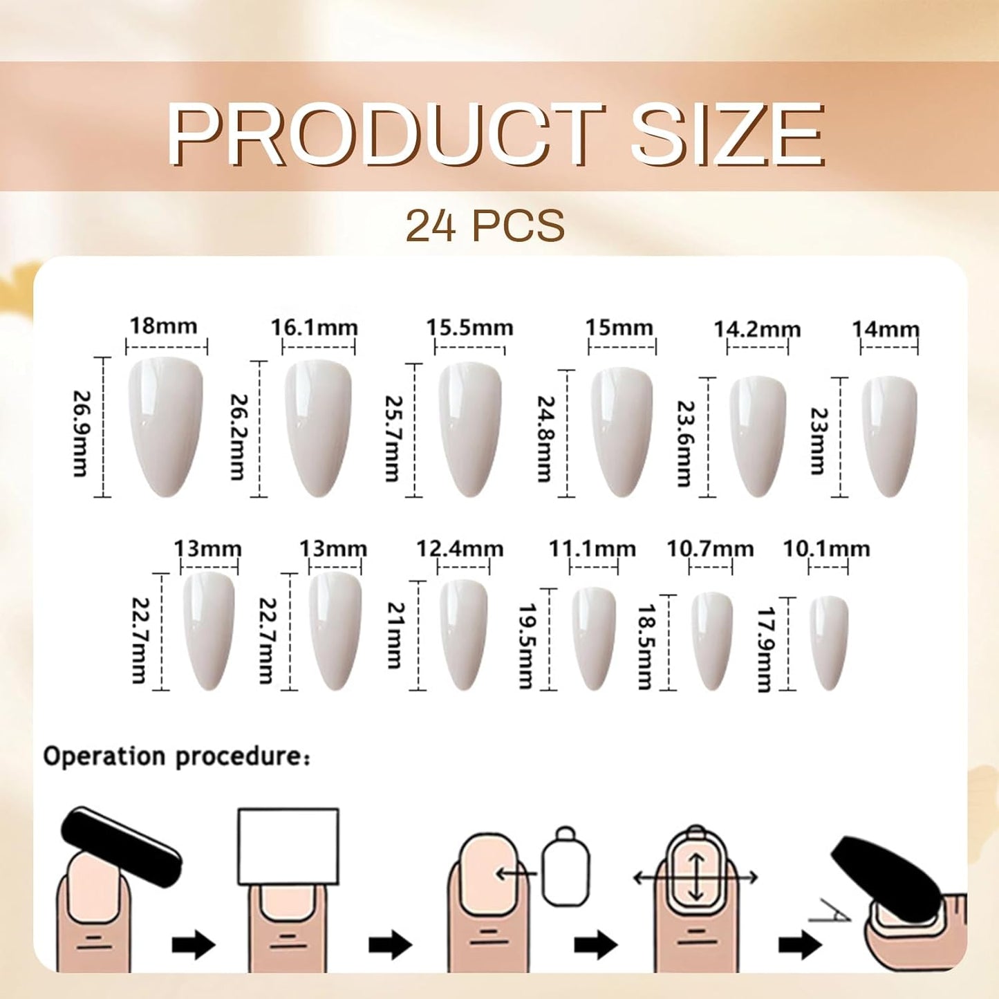 Pack of 24 Medium Press on Nails Almond False Nails Black Gradient French Nüdescht Pink False Nails with Moon Pattern Nail Press Ons Full Extension Stick on Nails