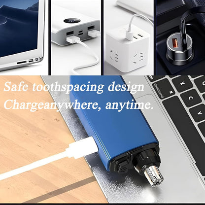 Nose Hair Trimmer Portable Ear and Nose Hair Trimmer for Men Rechargeable Facial Hair Eyebrow Trimmer Waterproof Mini Nose Hair Trimmer for Men Women Painless (Blue)