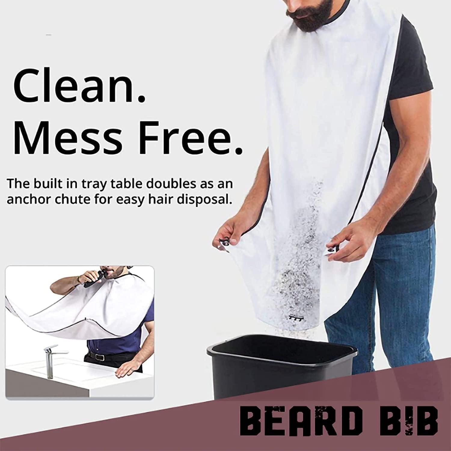 Beard Bib Apron, Shaving Beard Catcher with Suction Cups - Hair Clippings Catcher & Grooming Cape Apron for Men Dad Father Husband, Beard Trimmer Catcher Men'S Birthday Gift