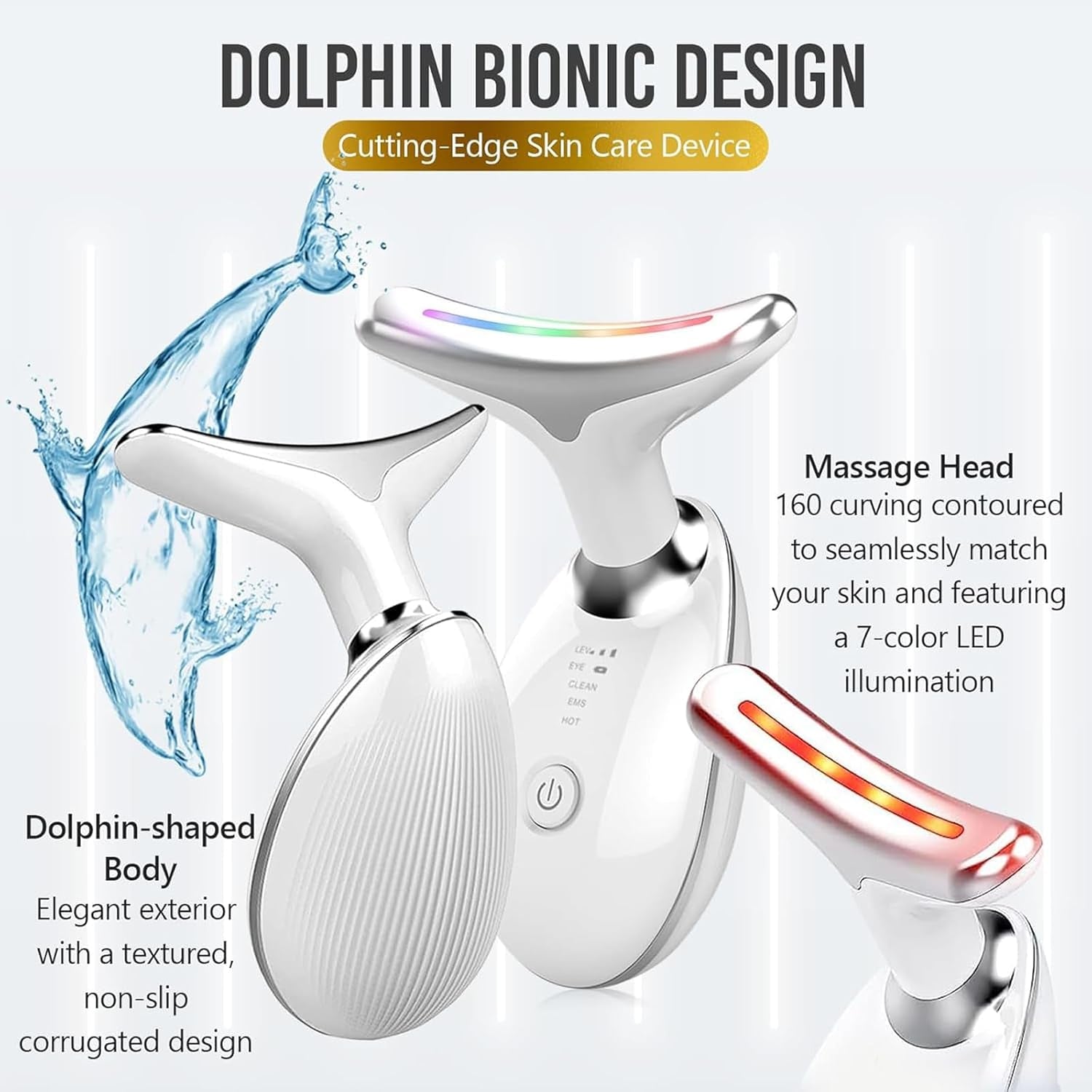 Neck Face Beauty Device Face Massager, Skin Care Facial Massager 3 in 1 Portable Face Toning Devices for Skintightening & Neck Lifting, EMS Care Massage Heating Equipment,7 Color Led 3 Modes