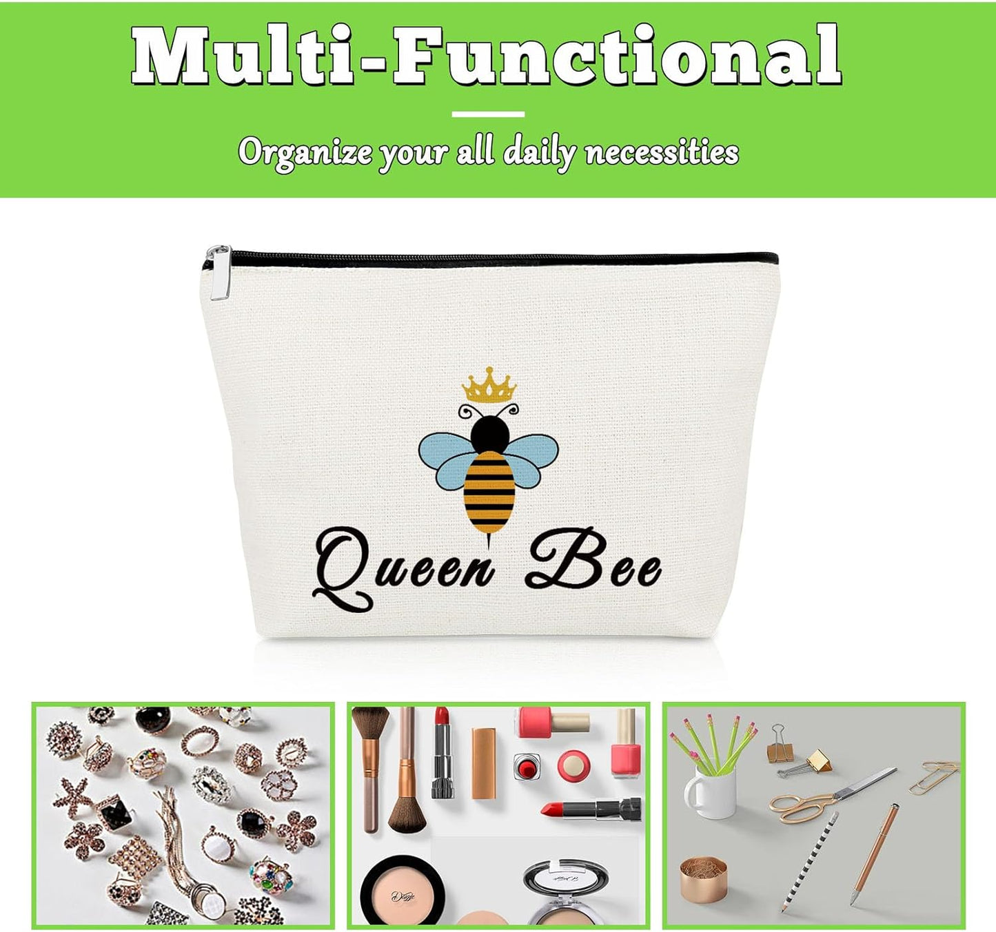 Bee Lovers Gifts Bee Gifts Makeup Bag Bee Inspirational Gifts for Bee Lovers Cosmetic Bag Bee Themed End of Year Gifts Valentines Honeybee Gifts Beekeeper Gifts for Christmas Birthday Travel Pouch