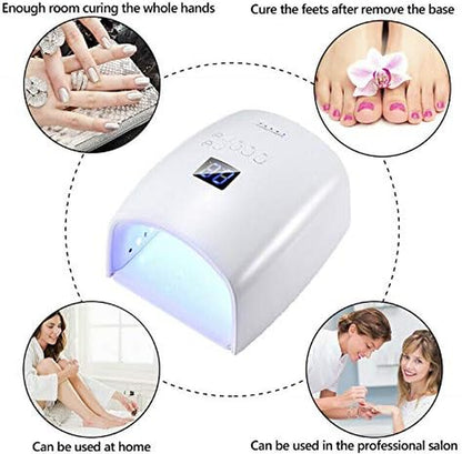 UV Led Nail Lamp Rechargeable, Cordless 66W Nail Dryers for Gel and Regular Polish, Nail Polish Curing Gel Led Dryer with 5 Timer Setting, Automatic Sensor, LCD Display, White