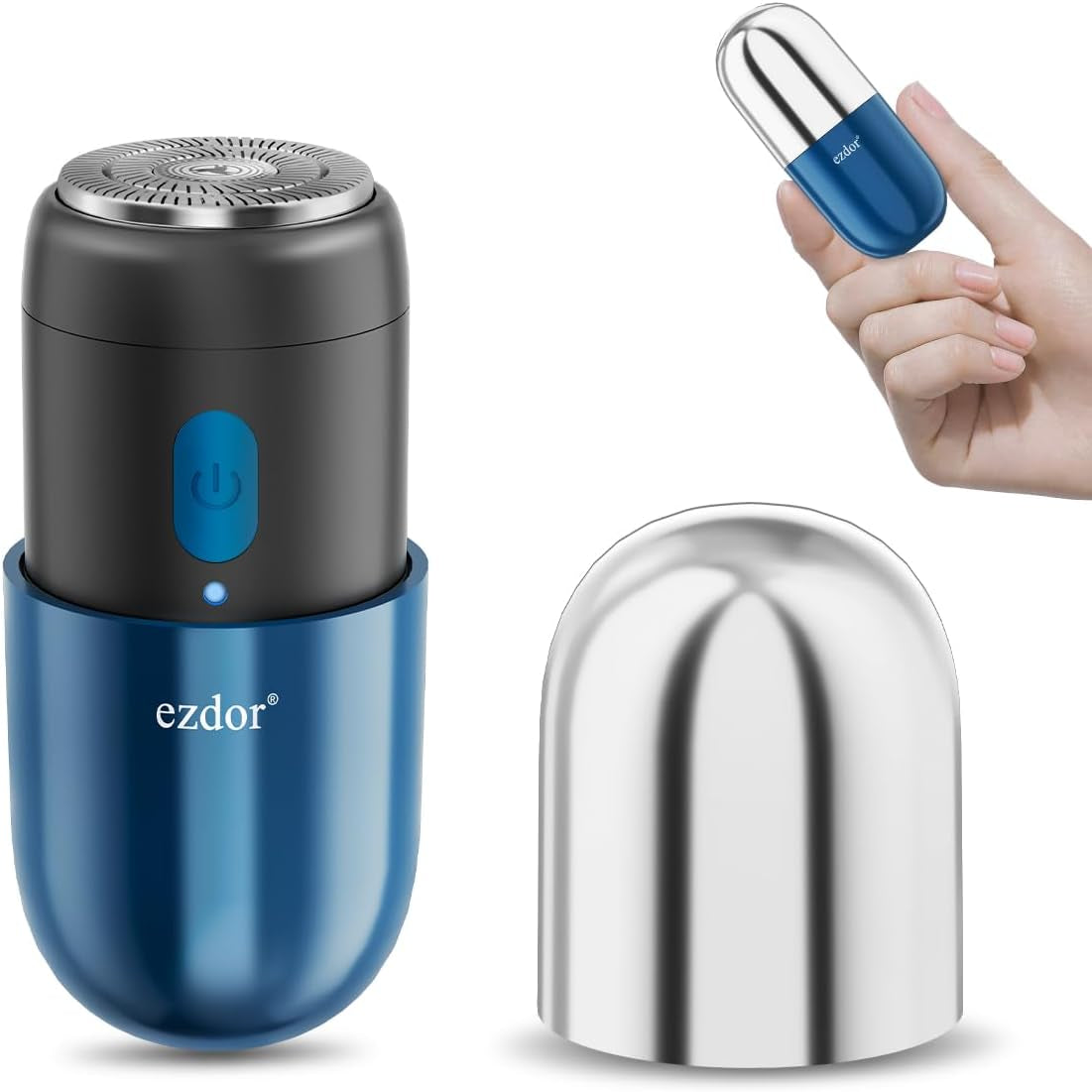 Mini Electric Shaver, Compact Electric Razor for Men Women, USB-C Rechargeable Mini Shaver, Waterproof Portable Shaver, Powerful Men'S Shavers, Cordless for Travel Home Business Trip (Blue)