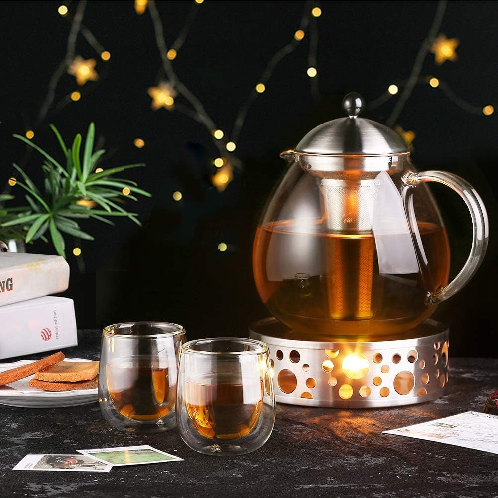 Double Walled Espresso Coffee Glass Cups Glasses Borosilicate Glasses for Tea Dessert 100Ml (4Oz) Set of 2