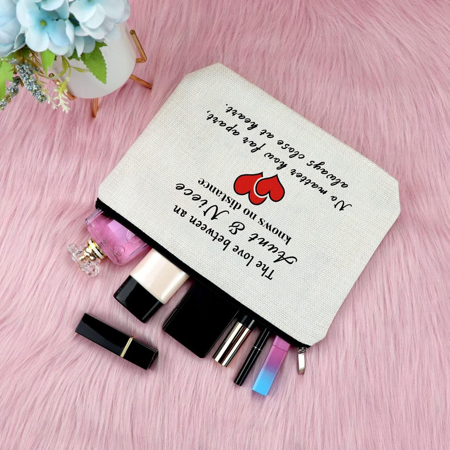 Auntie Gift from Niece Cosmetic Bag Auntie Niece Gifts Mother'S Day Present for Aunt Makeup Bag Long Distance Gift Graduation Present for Aunt Birthday Gifts Christmas Cosmetic Pouch