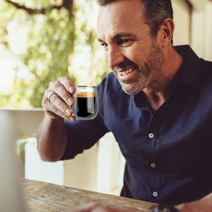 Double Walled Espresso Coffee Glass Cups Glasses Borosilicate Glasses for Tea Dessert 100Ml (4Oz) Set of 2