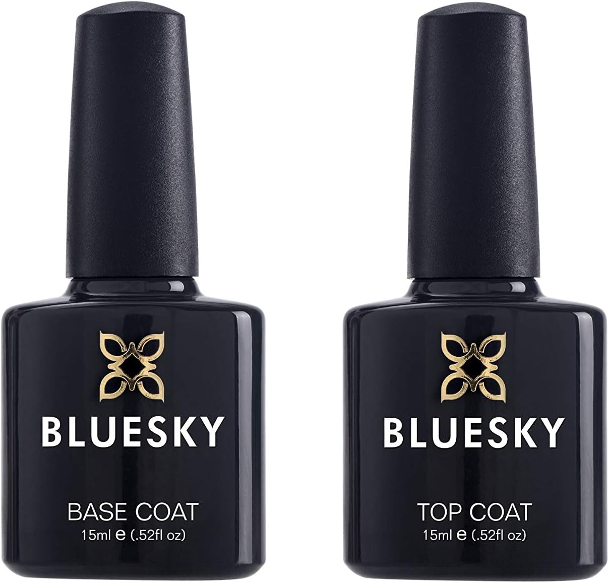 Top and Base Coat Set, Gel Nail Polishes, Long Lasting, Shiny High Gloss Finish, Clear, 2 X 15 Ml (Requires Curing under LED UV Lamp)