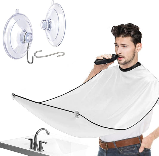 Beard Bib Apron, Shaving Beard Catcher with Suction Cups - Hair Clippings Catcher & Grooming Cape Apron for Men Dad Father Husband, Beard Trimmer Catcher Men'S Birthday Gift