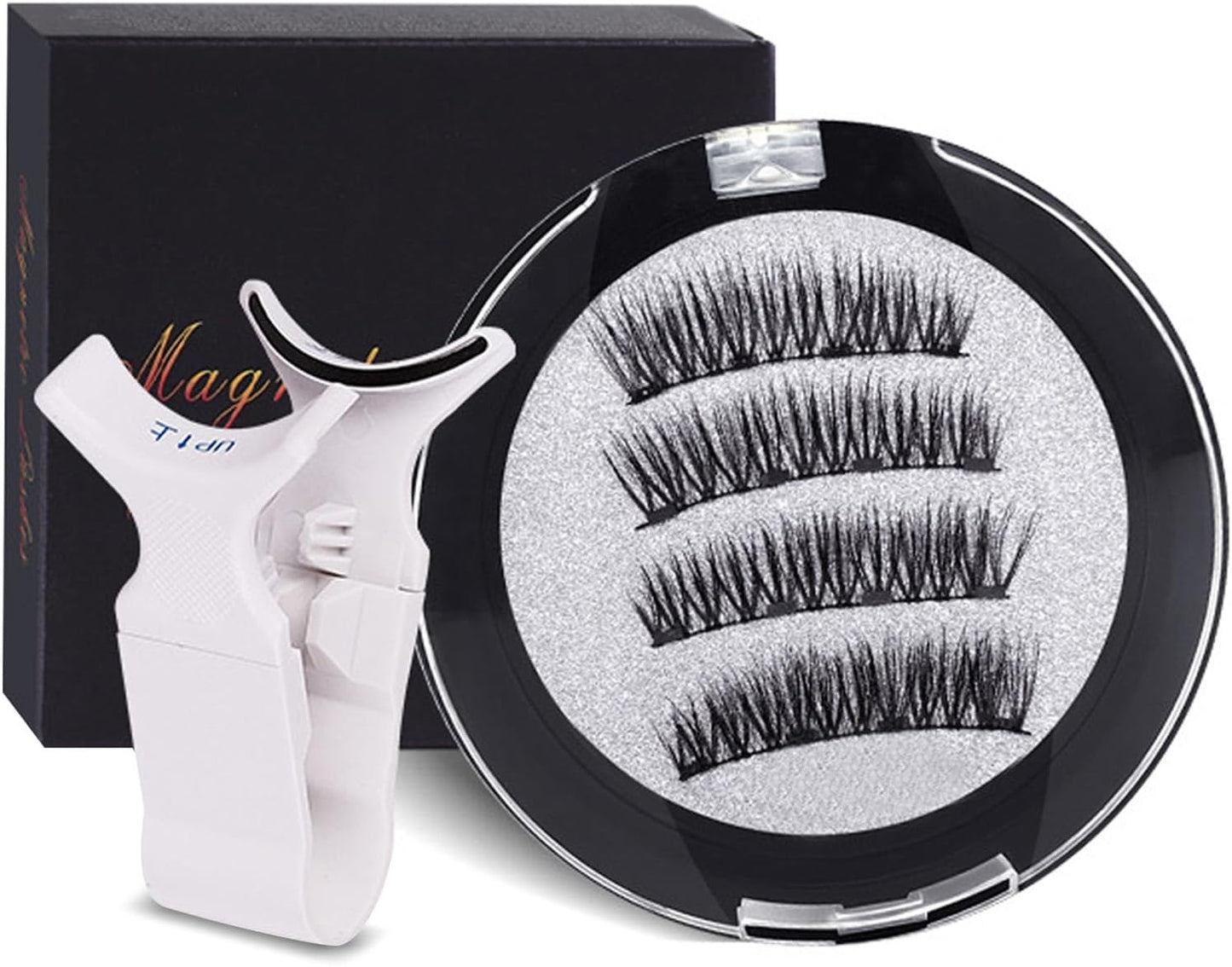 1 Pair Magnetic-Eyelashes Natural Look without Glue Needed Reusable Eye Magnetic Lashes with Applicator Magnetic Eyelashes