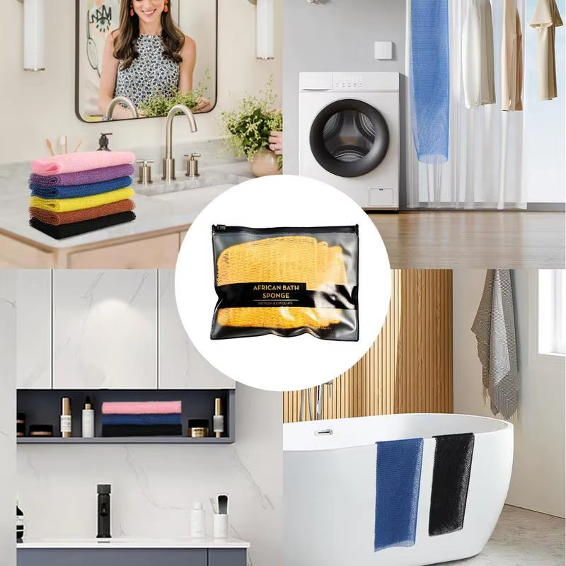 African Bath Net Colorful Net Sponge Body Exfoliator Reusable Bath Sponge Washcloth African Scrubbing Long Net Rag Shower