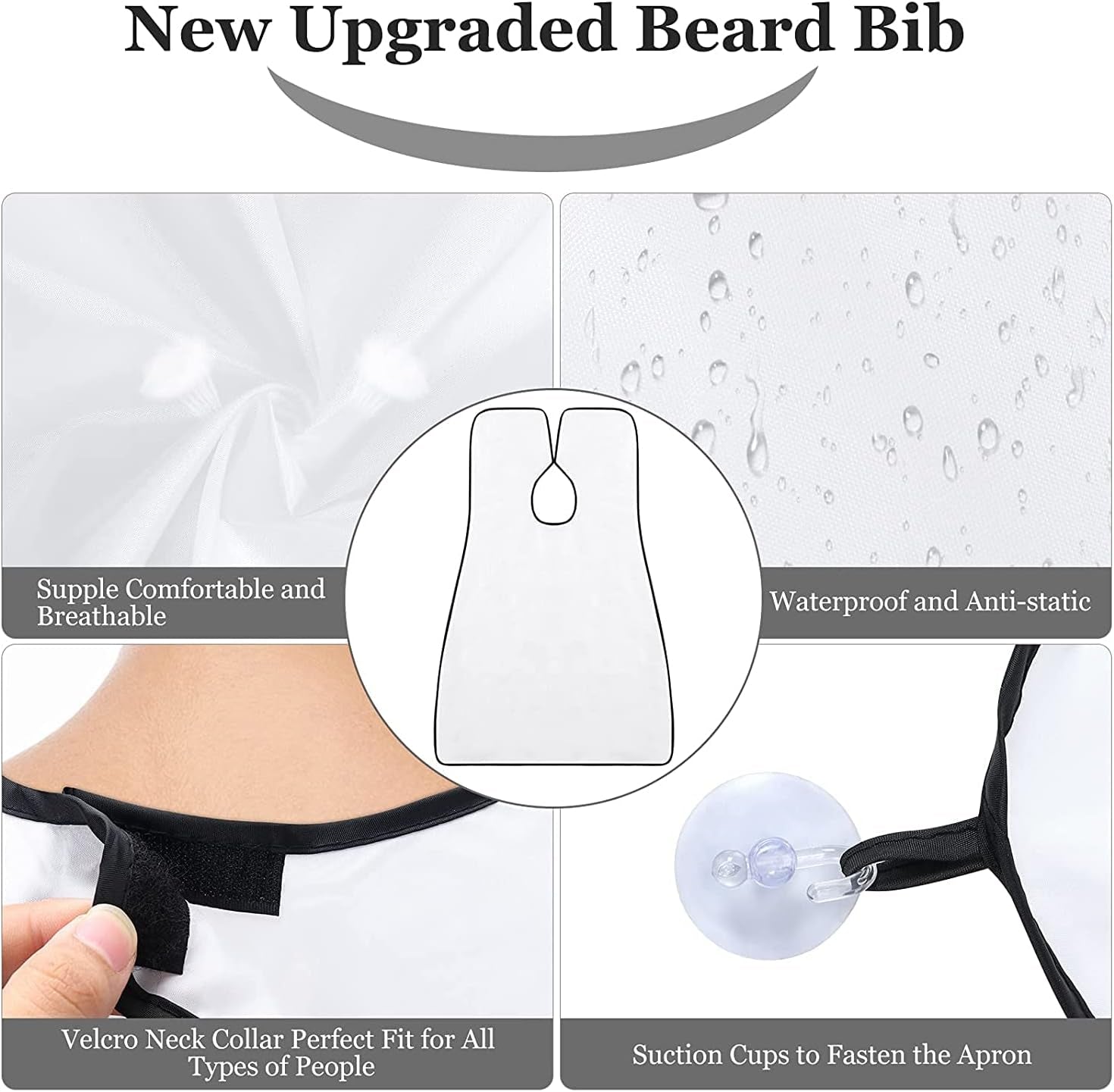 Beard Bib Apron, Shaving Beard Catcher with Suction Cups - Hair Clippings Catcher & Grooming Cape Apron for Men Dad Father Husband, Beard Trimmer Catcher Men'S Birthday Gift