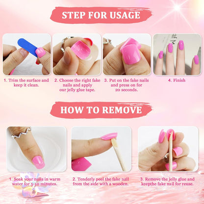 French Tip Press on Nails - Square Short Purple Glitter Glossy Fake Acrylic Full Cover Artificial Stick on Nails for Women and Girls - Nail Art Decorations