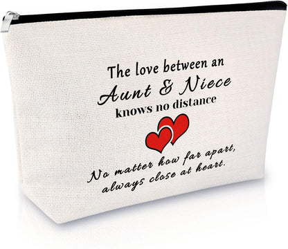 Auntie Gift from Niece Cosmetic Bag Auntie Niece Gifts Mother'S Day Present for Aunt Makeup Bag Long Distance Gift Graduation Present for Aunt Birthday Gifts Christmas Cosmetic Pouch