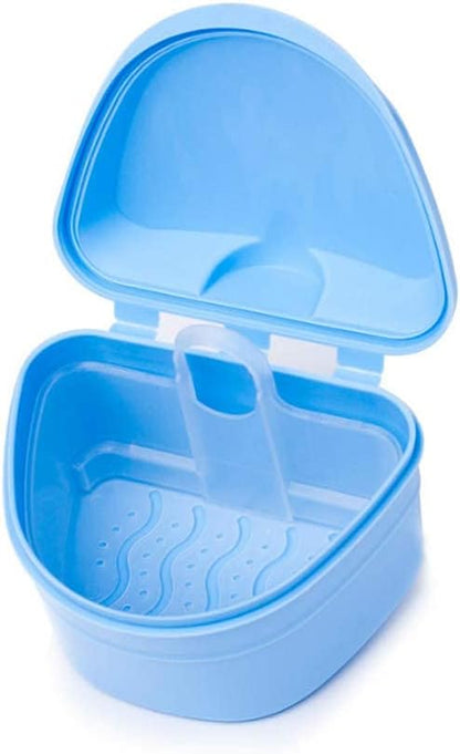 Denture Cleanning Set Denture Cleaning Case with Denture Brush, Blue
