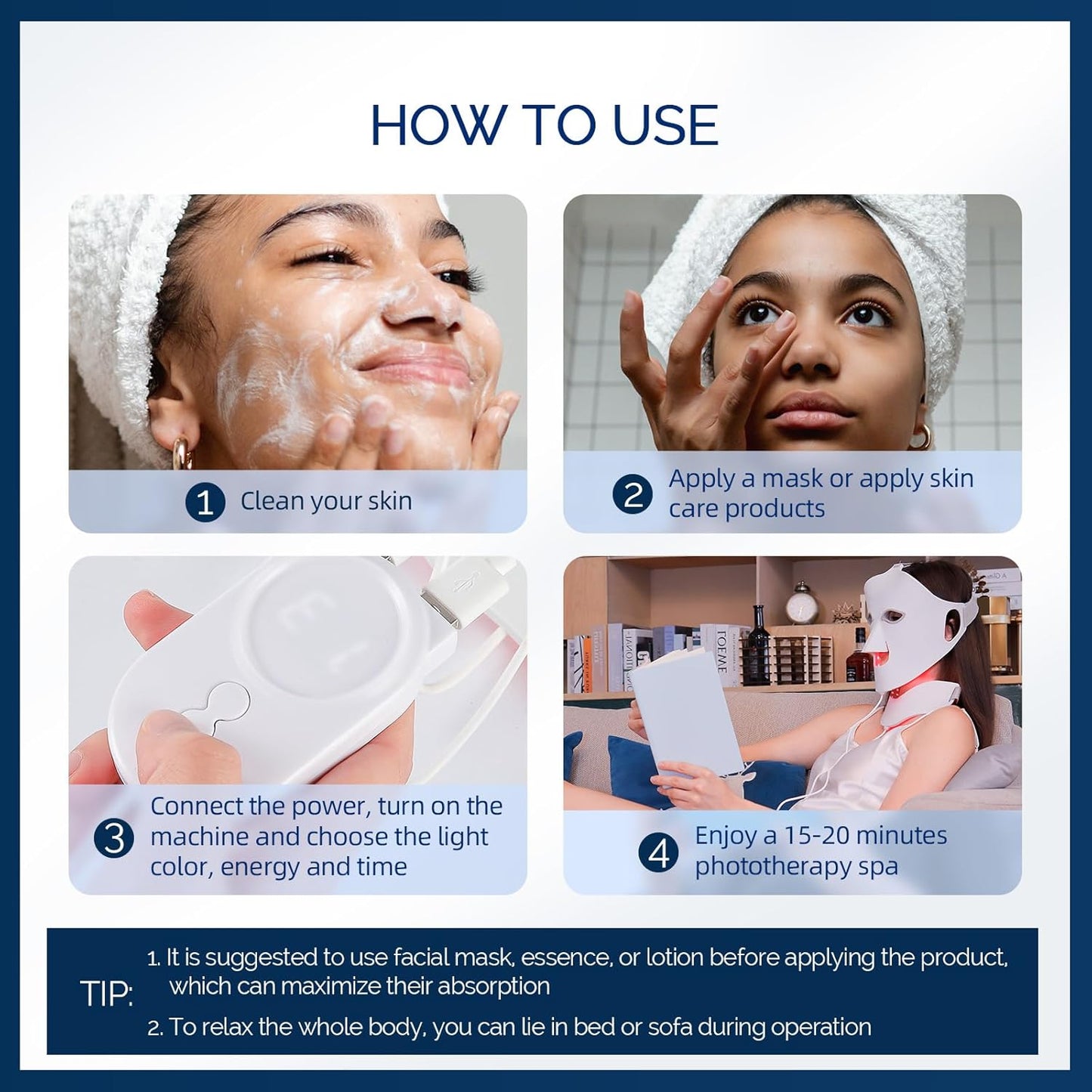 LED Face Light Therapy Mask with Remote Control - Red Light Therapy Device for Facial and Neck Rejuvenation, Soft Silicone for Skin Tightening and Anti-Aging Benefits