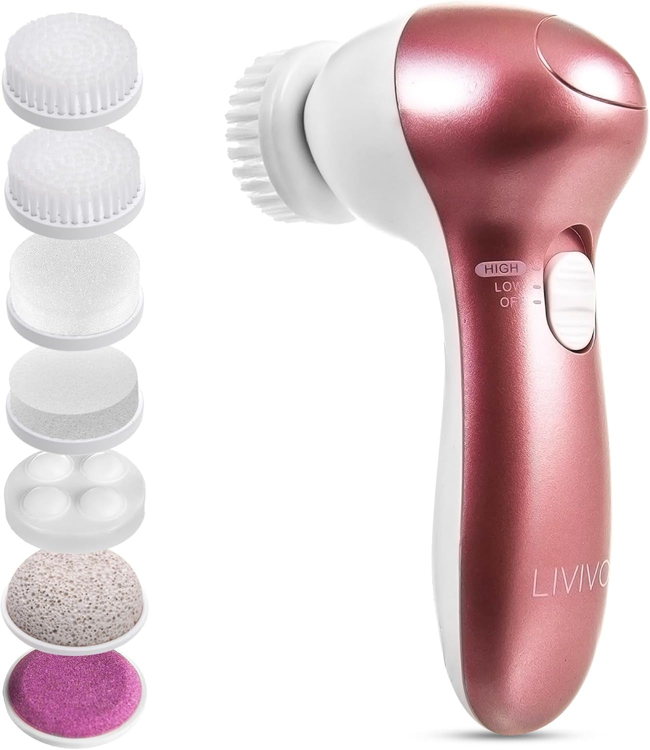 Facial Cleansing Brush - 7 in 1 Electric Exfoliator Spin Face Massager Set - 7 Brush Heads for Exfoliating, Removing Makeup, Excess Oil, Removing Blackheads, Massaging Skin