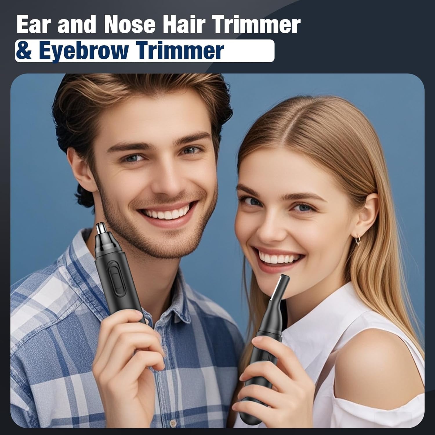 2024 Upgrade Rechargeable Nose Hair Trimmer for Men - Painless Dual Edge Blades, IPX7 Waterproof, Eyebrow & Facial Hair Trimmer for Easy Cleansing (Black)