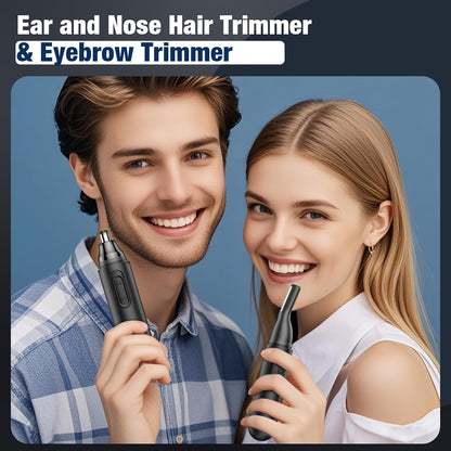 2024 Upgrade Rechargeable Nose Hair Trimmer for Men - Painless Dual Edge Blades, IPX7 Waterproof, Eyebrow & Facial Hair Trimmer for Easy Cleansing (Black)