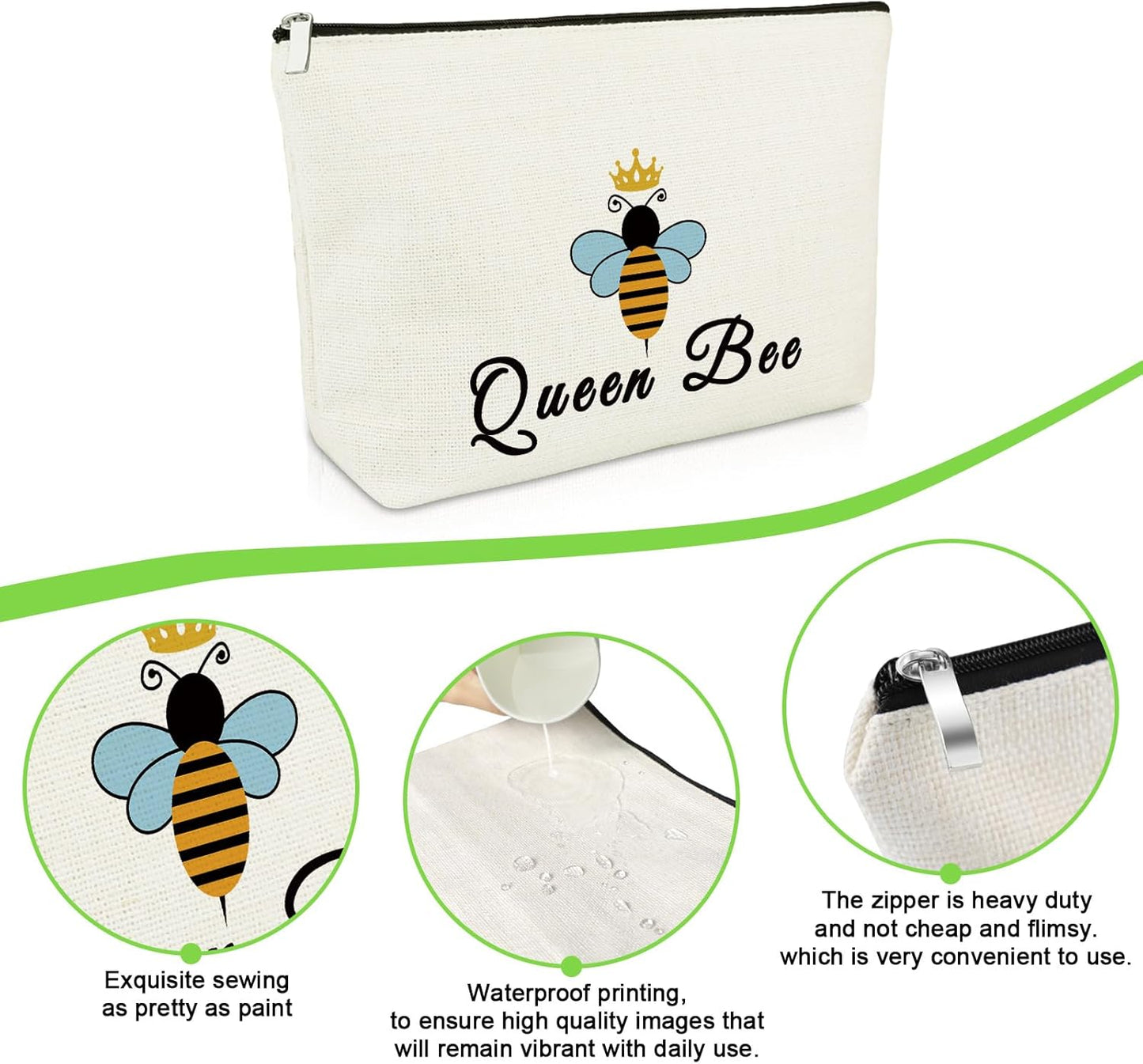 Bee Lovers Gifts Bee Gifts Makeup Bag Bee Inspirational Gifts for Bee Lovers Cosmetic Bag Bee Themed End of Year Gifts Valentines Honeybee Gifts Beekeeper Gifts for Christmas Birthday Travel Pouch