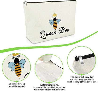 Bee Lovers Gifts Bee Gifts Makeup Bag Bee Inspirational Gifts for Bee Lovers Cosmetic Bag Bee Themed End of Year Gifts Valentines Honeybee Gifts Beekeeper Gifts for Christmas Birthday Travel Pouch