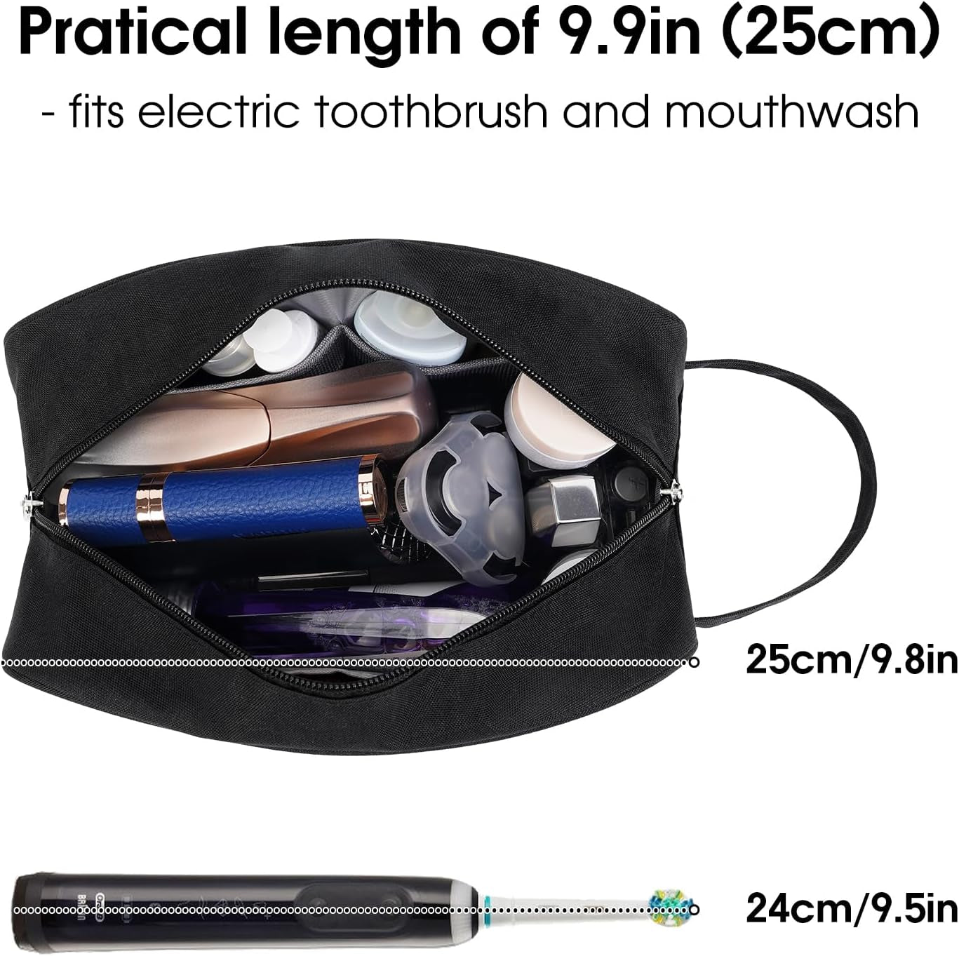 Travel Toiletry Wash Bag for Men and Women Traveling Dopp Kit Shaving Bag for Toiletries Accessories (Black)