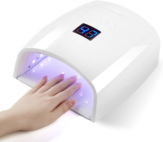 UV Led Nail Lamp Rechargeable, Cordless 66W Nail Dryers for Gel and Regular Polish, Nail Polish Curing Gel Led Dryer with 5 Timer Setting, Automatic Sensor, LCD Display, White